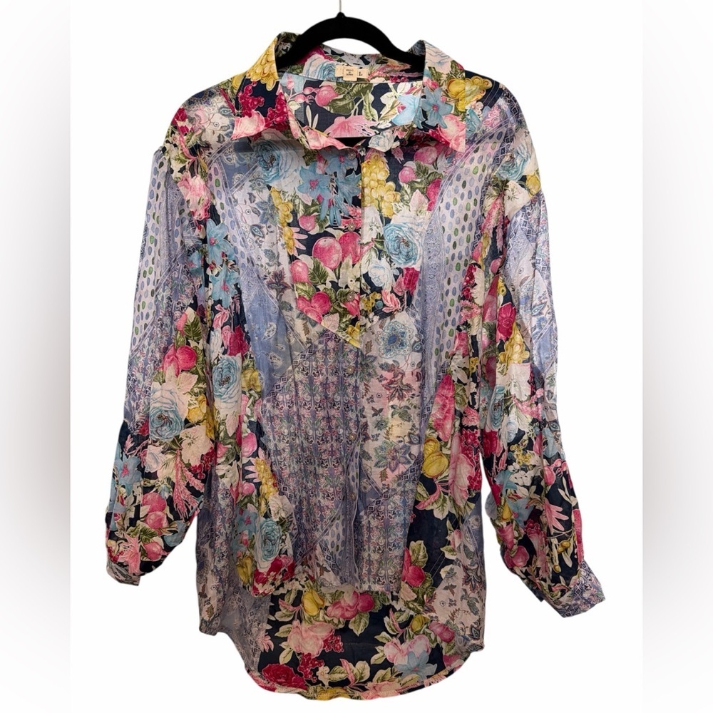 POL Floral Button Down Blouse size S/M